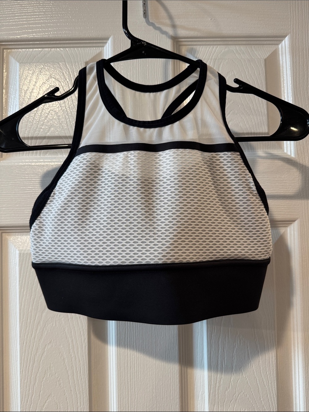 New Balance Women's Black & White High-Neck Mesh Sports Bra